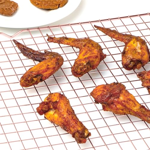 Briout 2PCS Cooling Rack for Cooking Baking, 16" x 10" Wire Rack, Rose Gold - color: Rose Gold, size: 16"x10"-2PC