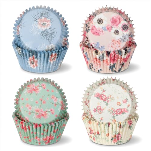 100 Count Cup Cake Liners Paper, Floral Cupcake Liners for Baking