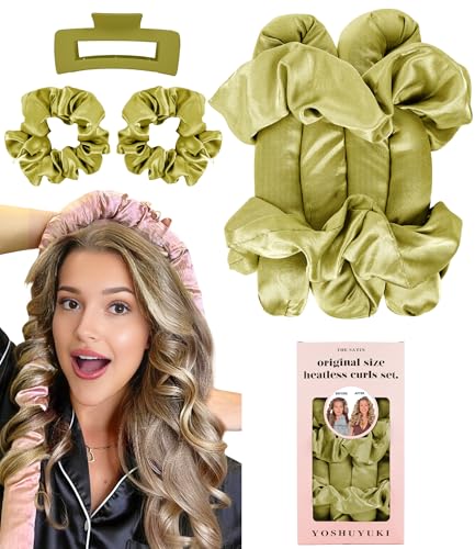 Original Satin Heatless Curls Overnight Curling Rod Set - color: ORIGINAL Olive