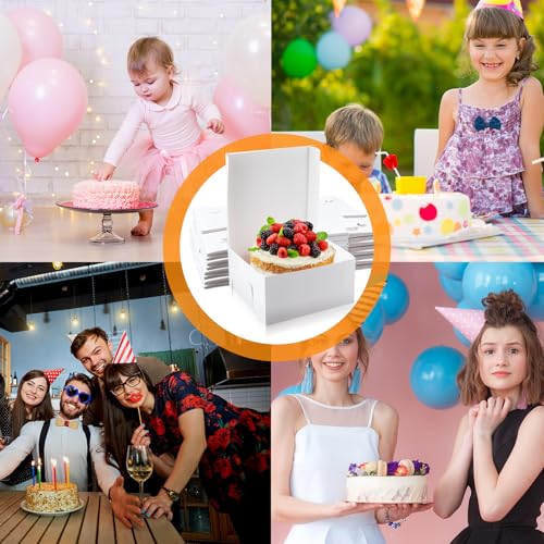 Ireer 50 Pack White Cake Boxes 12 x 12 x 5 Inch Cake Transport Container - size: 12 x 12 x 5 Inch