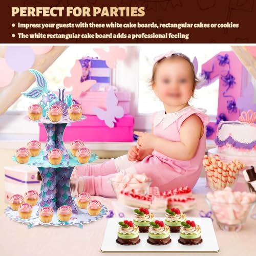 24 Pack 13.75x9.75 White Rectangle Quarter Sheet Cake Boards - size: 24 Pack