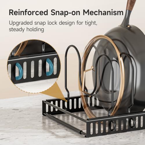 MUDEELA Pot Lid Organizer for Cabinet, Expandable Baking Pan Rack 12 Slots - size: 12 Dividers