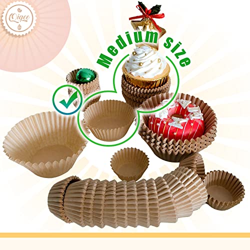 qiqee 600pcs Natural Cupcake Liners Muffin Linner No Smell, Food Grade Brown Baking Cups（Standard Size） - color: Brown, size: Standard Size/600Packs