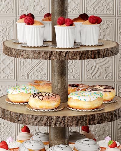 Wood Cupcake Stand, 4 Tier Cupcake Tower, Large Rustic Cake Display Holder