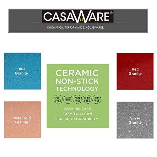 casaWare Toaster Oven 6 Cup Muffin Pan NonStick Ceramic Coated (Blue Granite) - color: Blue Granite