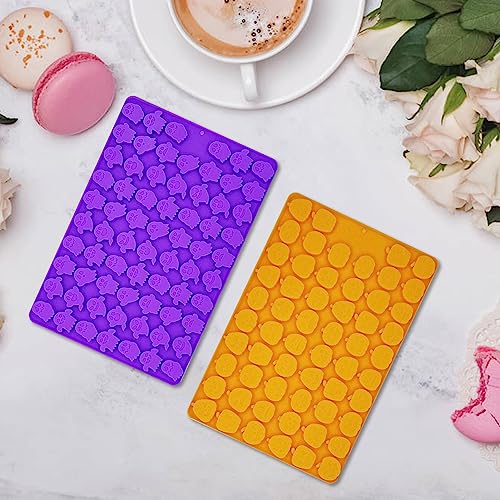 2 PCS Halloween Silicone Molds, Mini Pumpkin & Ghost, 58+69 Cavities, Orange - style: Mini Pumpkin+Ghost
