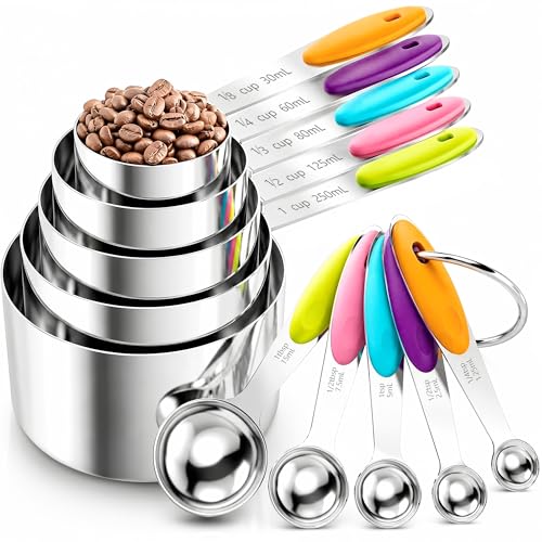 Stainless Steel Measuring Cups and Spoons Set, 10-Piece