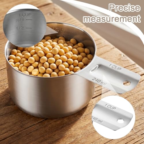 8Pcs Stainless Steel Measuring Cup Set, 240ml Rust-Resistant Kitchen Tool