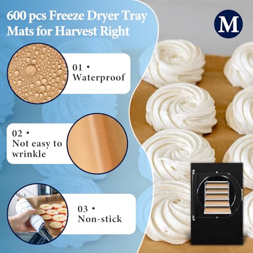 600 PCS Parchment Paper Sheets Compatible with Harvest Right Freeze Dryer Medium, Parchment Paper for Medium Freeze Dryer Trays, Non-Stick Baking Mats(17" x 6.8", M) - size: Medium