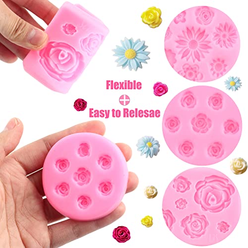 ZiXiang Rose Flower Silicone Molds Daisy Flower Fondant Mold Set Of 4 - color: Style A