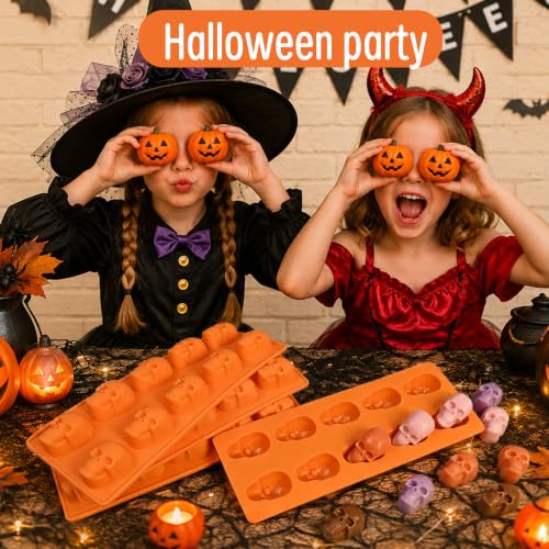 Halloween Mold, 4 Pack Skull Silicone Mold for Chocolate Candy Gummy - color: 4 PCS Halloween skull chocolate molds
