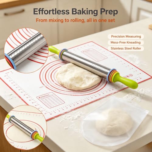 3-in-1 Adjustable Rolling Pin with Handle
