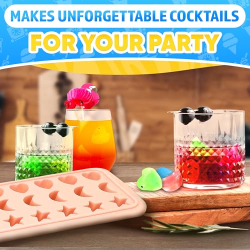Cute Ice Cube Tray with Lid, 24 Cavities, Flexible Silicone