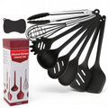 Kitchen Utensils Set,9 PCS Silicone Cooking Utensils Set Spatula Set,Non Toxic Cooking Utensils,Tongs,Spoon,Whisk,Brush,BPA Free Kitchen Gadgets for Non-Stick Cookware,Home Essential(Black-9P) - color: Black