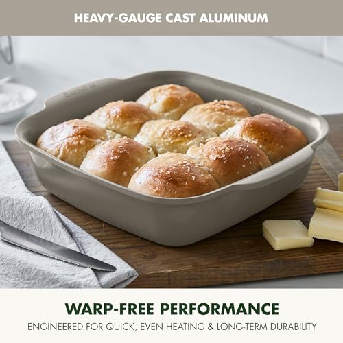 GreenPan Premiere Ovenware Healthy Ceramic Nonstick 8" Square Cake Baking Pan, PFAS-Free, Warp-Free Bakeware, Durable Quick Heating, Oven & Broiler Safe to 600F, Dishwasher Safe, Taupe - color: Taupe, size: 8" Square Cake Pan