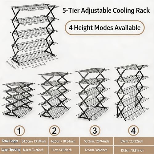 5-Tier Stackable Baking and Cooling Rack for Cookies and Bread