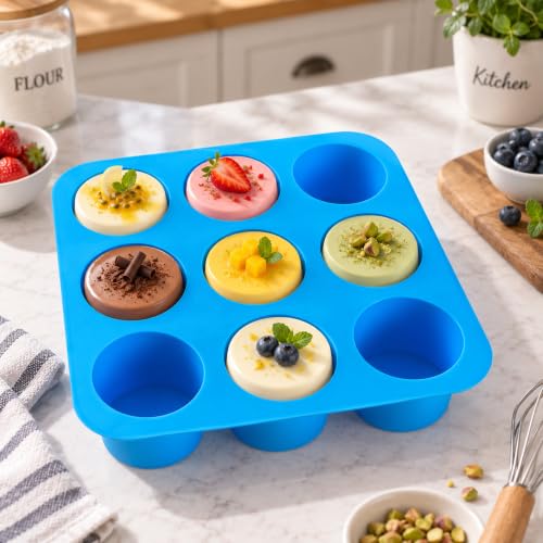 Sidosir 2Pcs Tall Cylinder Silicone Molds for Baking, 9-Cavity Non-Stick Silicone Baking Molds for Small Mousse Cake - size: Tall Cylinder Silicone Mold