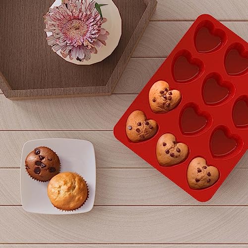 SILIVO 2 Pack Heart Shaped Cupcake Pan, Nonstick Heart Shaped Muffin Pans