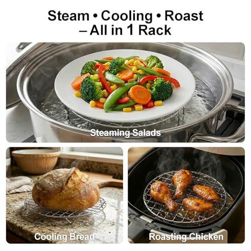 GSlife Round Cooling Rack - 6 Inch Stainless Steel Steamer Rack for Pot - size: 6 Inch