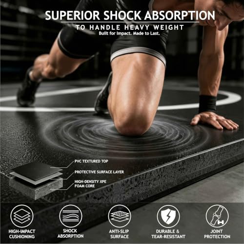 10' x 10' Foldable Wrestling Mat, 1.2" XPE Foam for BJJ Jiu Jitsu