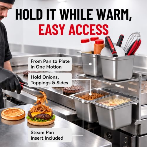 Chef Master Griddle Shelf & Steam Pan Insert Combo, Grill Organizer Caddy - color: Griddle Shelf + Steam Pan