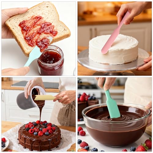 Silicone Chocolate Melting Cup Set with 6 Silicone Measuring Cups (250ml & 350ml & 600ml &1000ml) and 4PCS Heat-Resistant Jar Spatulas, Non-Stick Baking Tools for DIY Chocolate, Butter & Cream Mixing - size: Jar Spatulas*4 +250ml*2+350ml*2+600ml+1L