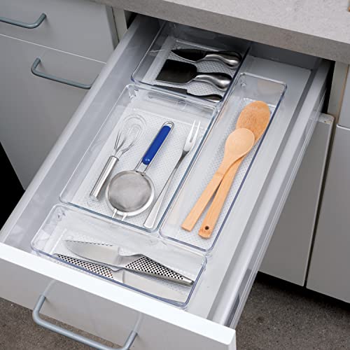 Oggi Drawer Organizer - 6" X 9" - Ideal for Organizing Kitchen Drawers, Office, Desk, Silverware, Kitchen Utensils, Cosmetics and Bathrooms, Rectangular, Clear, 1.0 Count - size: 6" by 9"