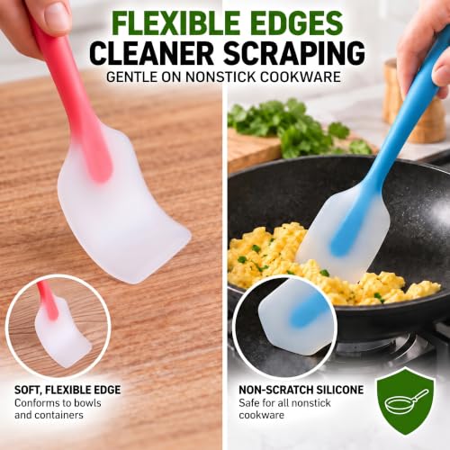 HiramWare Silicone Spatula Set of 4, Heat Resistant, Food Grade - size: 4 Small(Blue, Green, Orange, Red)