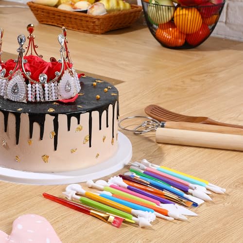 Patelai 57 Pcs Cake Decorating Tools, Cookie Fondant Modeling Set, Marshmallow Sculpting Brush and Fondant Modeling Tools for DIY Cake Sugar Gum Paste Decorating Supplies