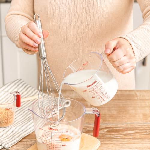 Chef Pomodoro Liquid Measuring Cups Set, Plastic, Fade-Proof Marks, 3pc