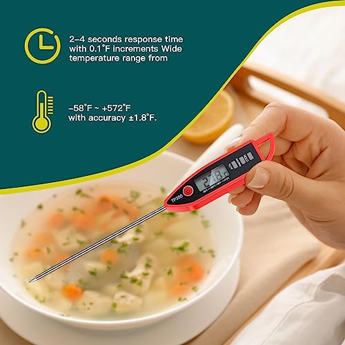 Copkim 6 Set Digital Food Thermometer Long Probe Instant,Red - color: Red