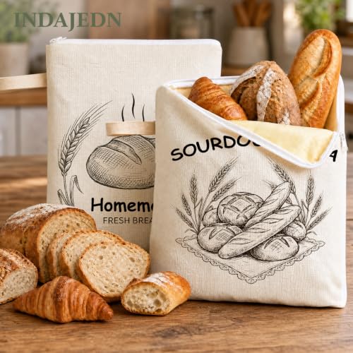 Sourdough Baking Lover Gifts Beeswax Bread Bags 2 Pack XL 13x17in - color: In My Sourdough Era 03