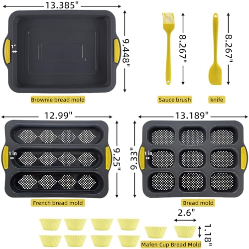 Silicone Bread Loaf Pan, Nonstick Baguette Bread Pan, Baking Pan Set - color: Black Set