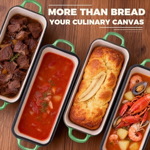 Cast Iron Loaf Pan with Lid, 11x5 Inch 5.8 Qt Sourdough Pan - color: Pistachio, size: 11x5 Inch