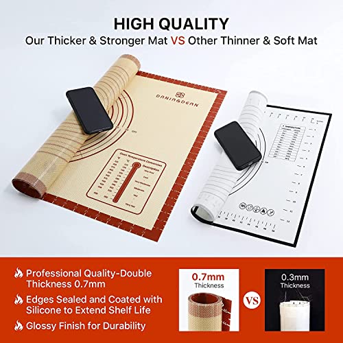 DANIA & DEAN 2 Pack 26"x16" & 11"x16" Extra Thick Silicone Baking Mat Set - color: Red, size: 26"L x 16"W + 16"L x 11"W