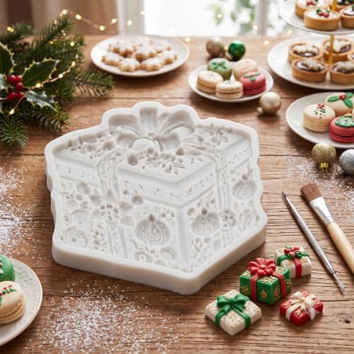 Christmas Gift Box Silicone Mold Present Box Fondant Mold - color: Style R