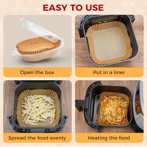 Air Fryer Liners Disposable, 150Pcs Parchment Paper 6.5" Square for 3-5QT - size: 6.5"Square