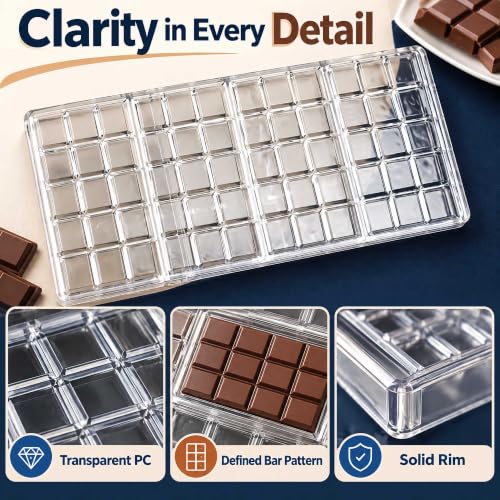 GRAINRAIN polycarbonate chocolate mold polycarbonate chocolate bar mould Clear hard plastic DIY candy pastry tools (19368) - color: 12