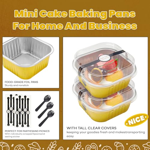 NPLUX Halloween Mini Cake Tins, 5oz 50 Pack Gold for Dessert Tables - color: Gold, size: 5 OZ