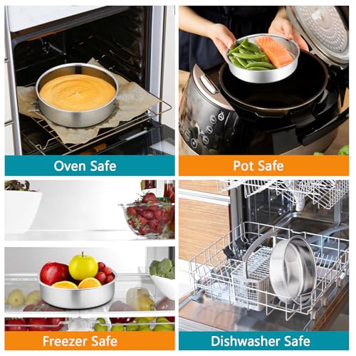 P&P CHEF 5 Inch Cake Pan Set, Round Baking Cake Pans, Silver & 2 Pcs - color: Silver, size: 5 Inch