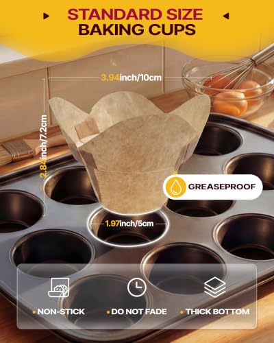 Katbite Lotus Tulip Cupcake Liners 200PCS, Premium Parchment Baking Liners
