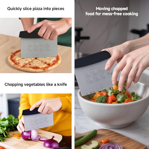 Vaincre 2PCS 6" Stainless Steel Bench Dough Scraper Cutter