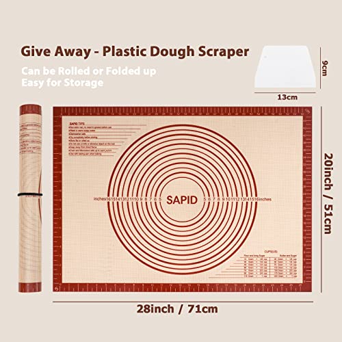 Sapid Thick Silicone Pastry Mat Baking Dough Rolling Extra Large 20" x 28" - color: Red, size: 28"L x 20"W