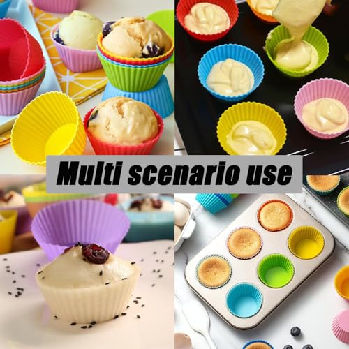 24 Pack Silicone Baking Cups, Reusable Muffin Liners Non-Stick Cupcake Molds, Small Baking Cups Truffle Cake Pan Set for Baking, Dishwasher Safe & Easy to Remove, Multicolor - size: Pack of 24