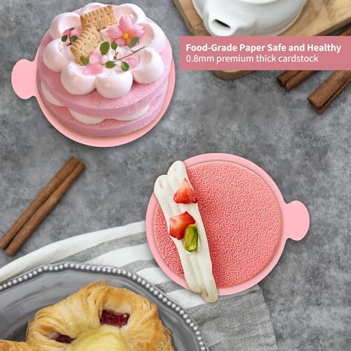 PineHaven 100 Pcs Mini Cake Boards 3 Inch,Pink Round Cardboard Cupcakes Base for Desserts, Pastries, Mousse, Food Grade Disposable Cake Display Board for Wedding,Party Bakin,Birthday,Cake DIY - size: 3.1 inch Pink