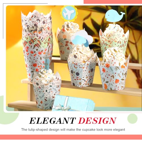 Reallnaive 500 Pcs Thanksgiving Fall Tulip Cupcake Liners