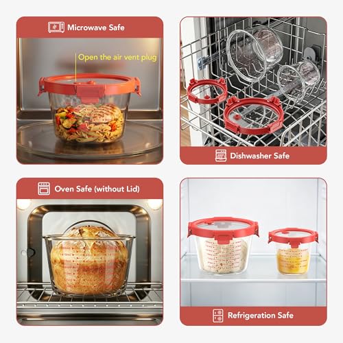 2 Set Red Sourdough Starter Jars, Wide Mouth Sourdough Container - color: Red