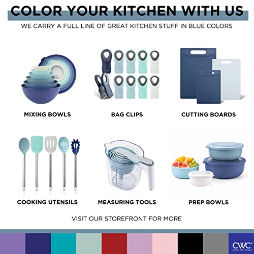 COOK WITH COLOR Prep Bowls with Lids- Wide and Deep Nesting Plastic Small Mixing Bowl Set with Lids, 12 Piece Set - Deep Bowls, Blue/Grey - color: Blue/Grey, size: 12 Piece Set - Deep Bowls