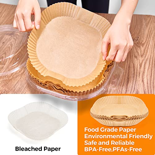 Vailnd 100PCS 6.5IN Square Air Fryer Paper Liners Disposable for 3-5QT - size: 6.5 inch Square