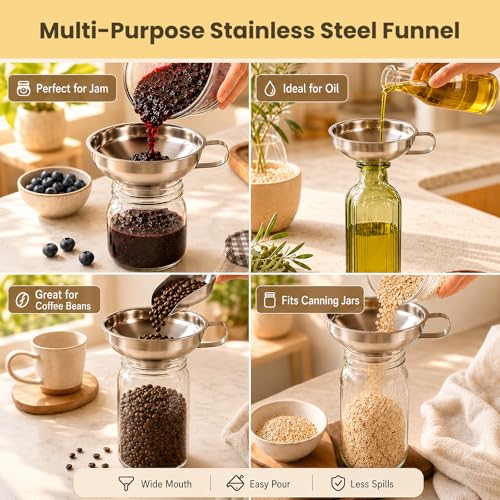 3-Piece Set of Stainless Steel Canned Funnels with Filters